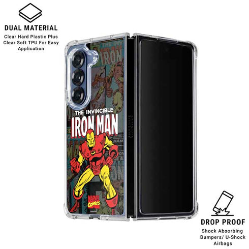 Marvel Classic Comics Iron Man Action Vintage Galaxy Z Fold6 Clear Case